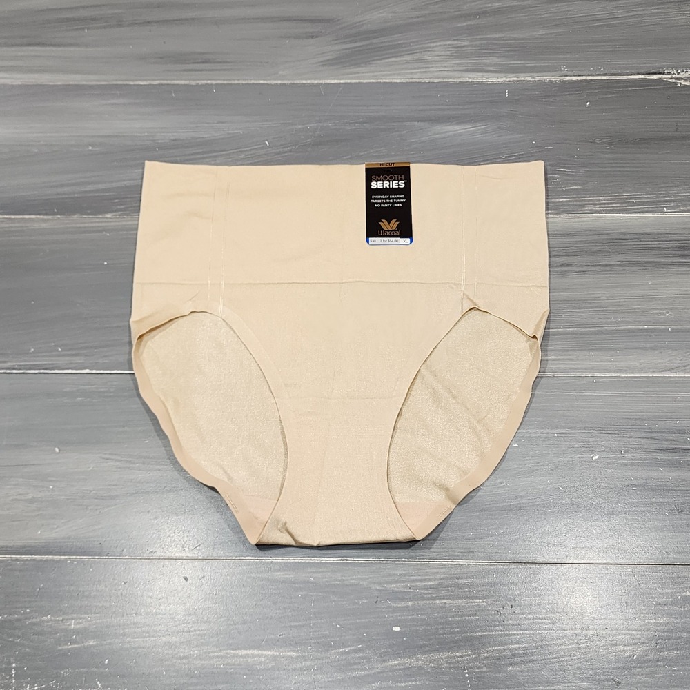 Wacoal Smooth Series Hi-Cut Briefs Beige XL Tummy‎ Control Seamless 804360 NWT